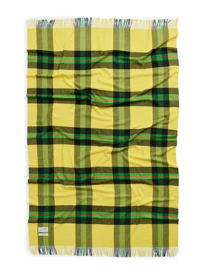 Magniberg Yellow Tartan Wool Blanket | Browns