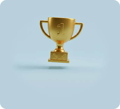 Gold 3D trophy cup with the number one, symbolizing success in winning AI Overviews and Google zero-click searches.