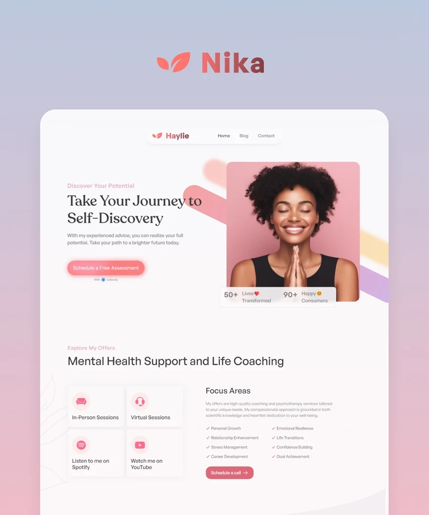 Coaching business framer template for free