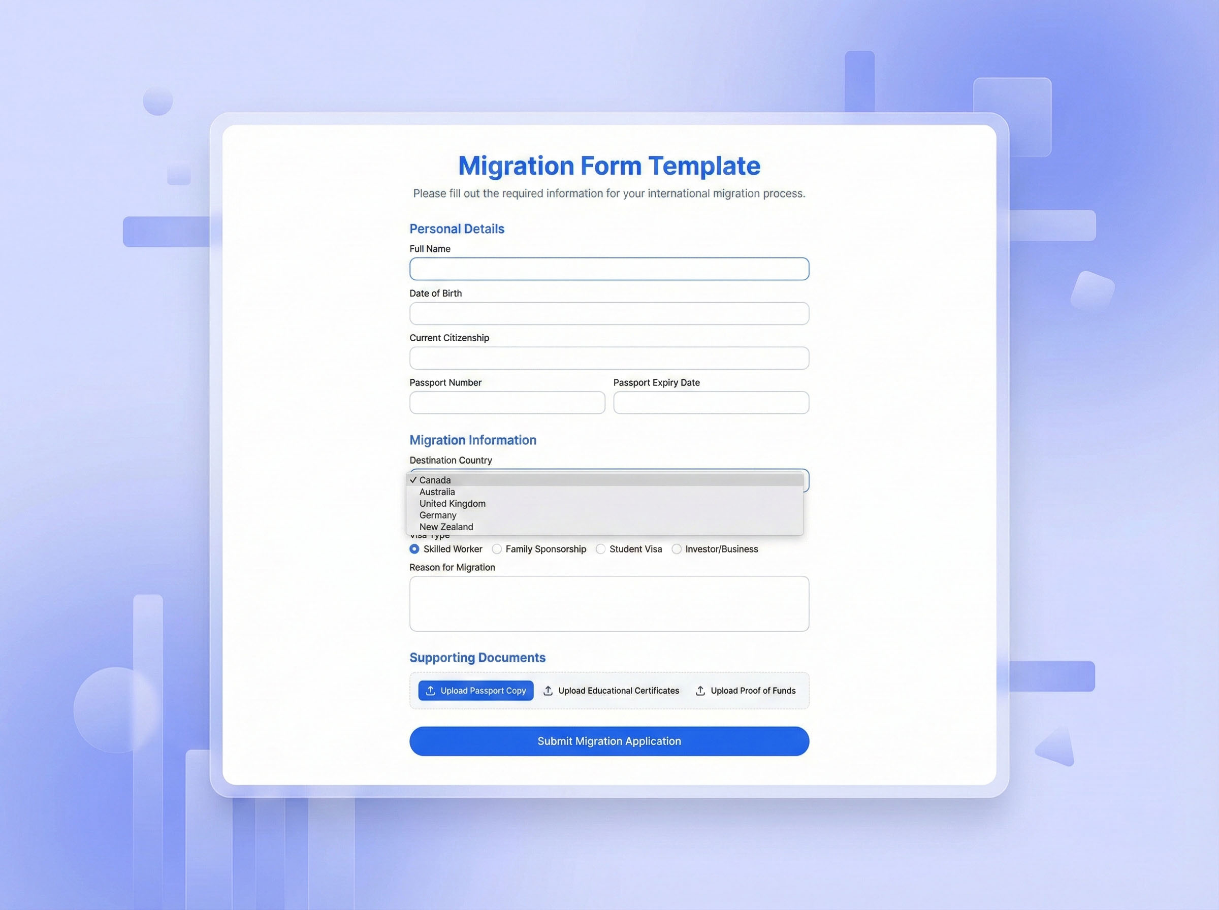 Migration Form Template