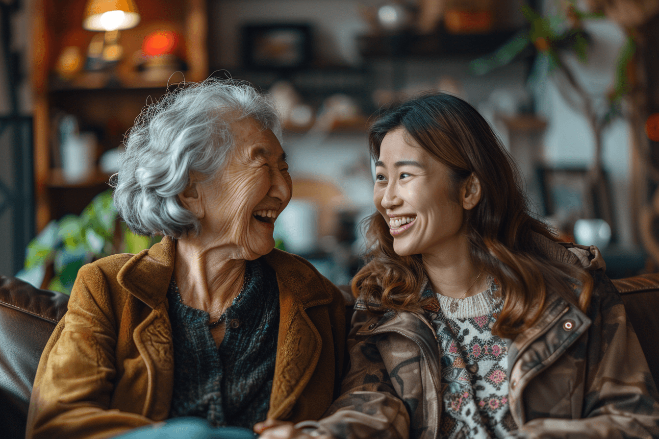 a senior and her in home caregiver