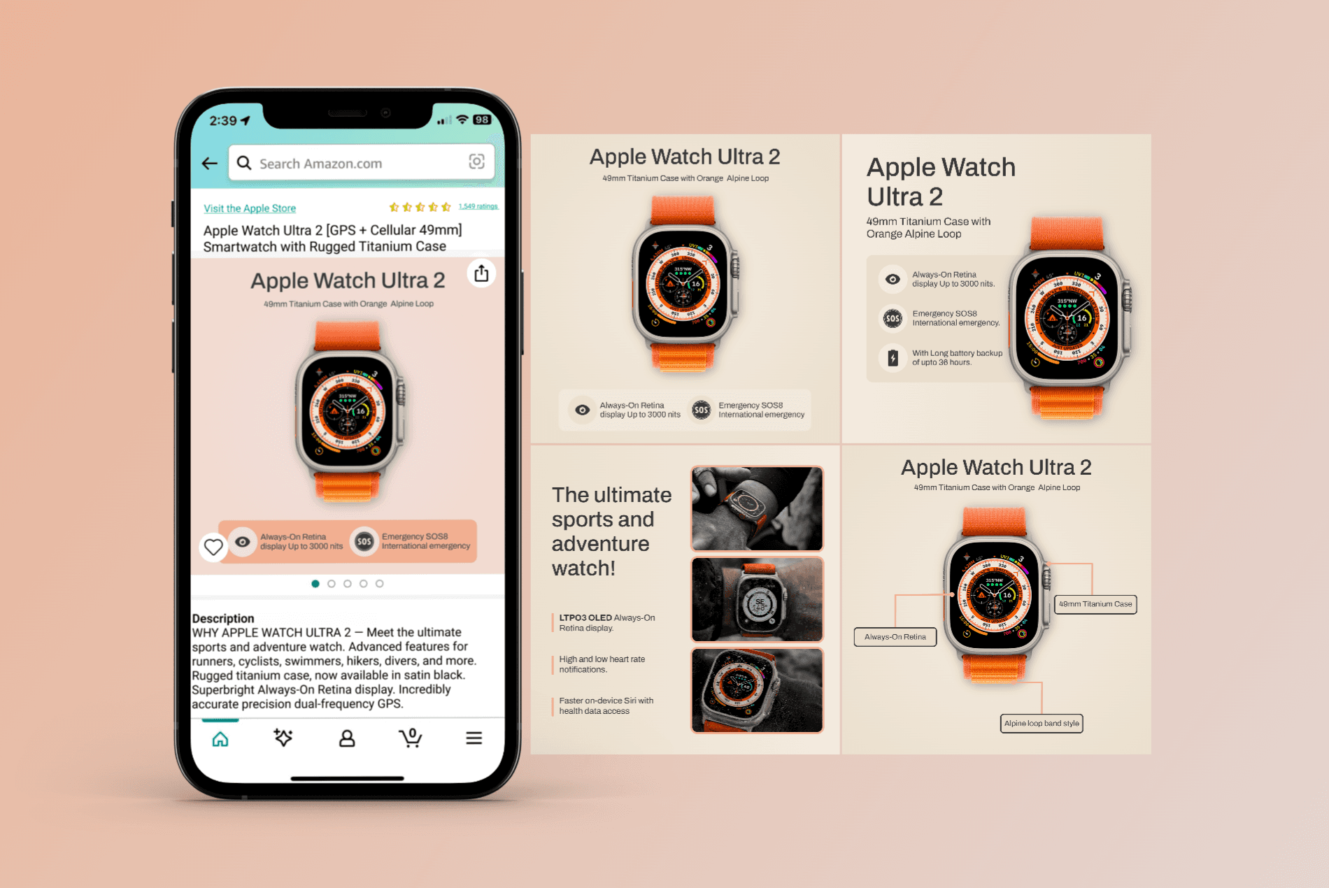 Apple Watch Ultra 2 Ecommerce Template Set