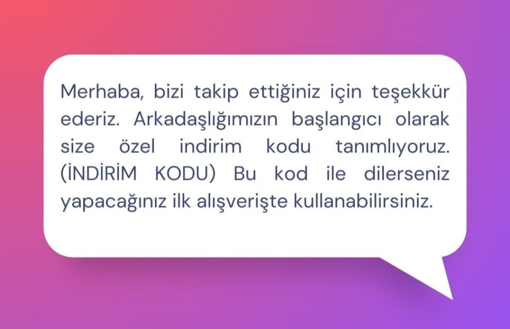ınstagram DM örnekleri, promosyon mesajları