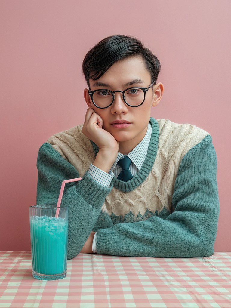 Tinejžer azijat sa čašom soka