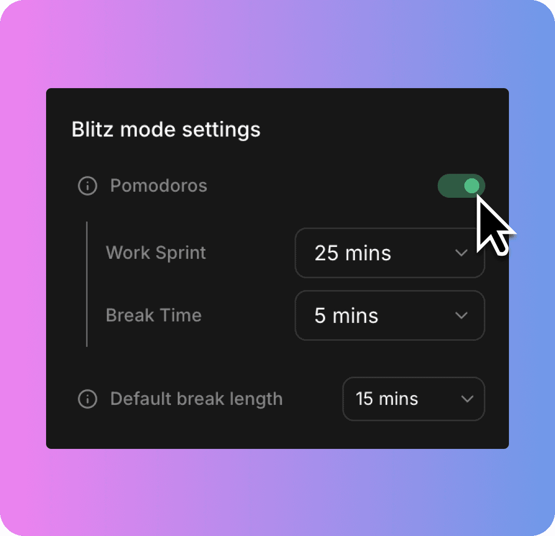 how to setup promodoro timer in blitzit