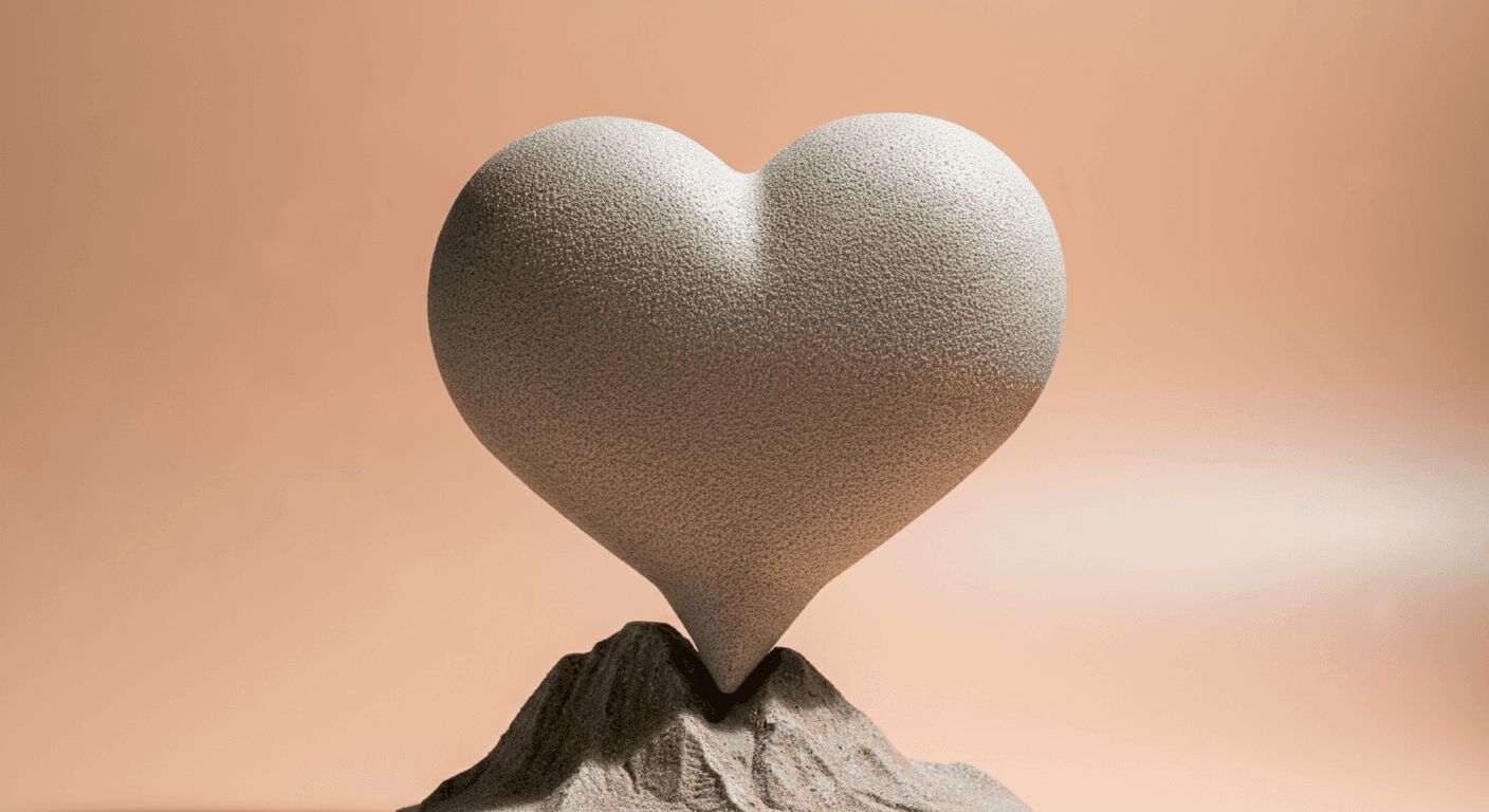 A love heart sat atop a mountain made from concrete