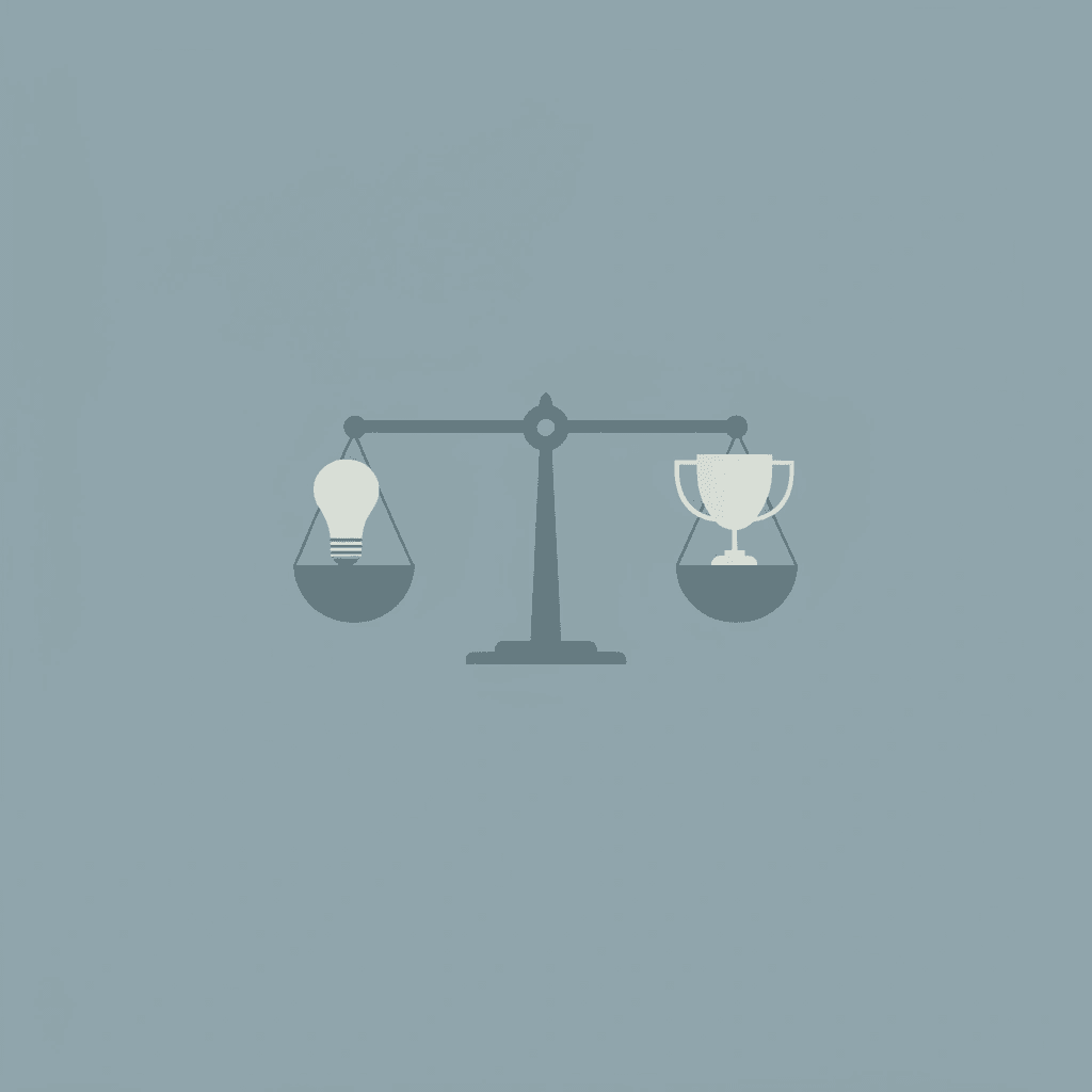 Balance scale comparing creative talent and portfolio quality on one side versus traditional academic metrics on the other