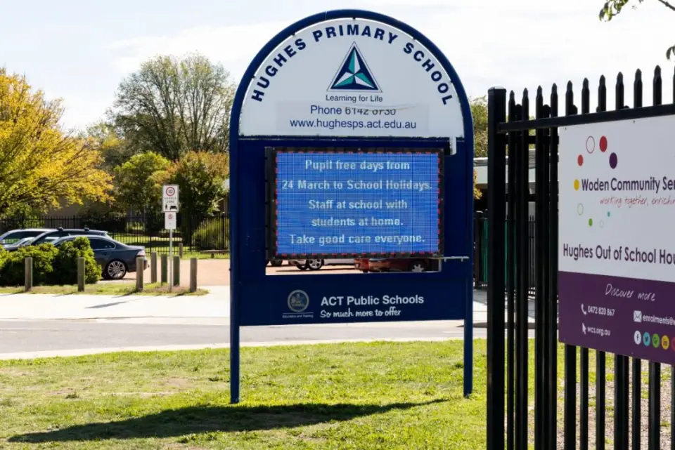 Hughes Primary School sign