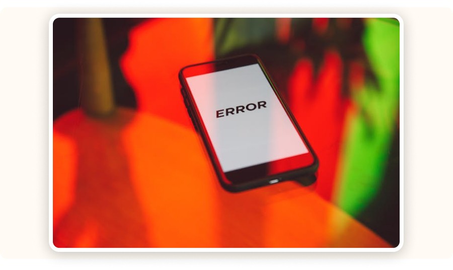 Smartphone displaying the word “ERROR”