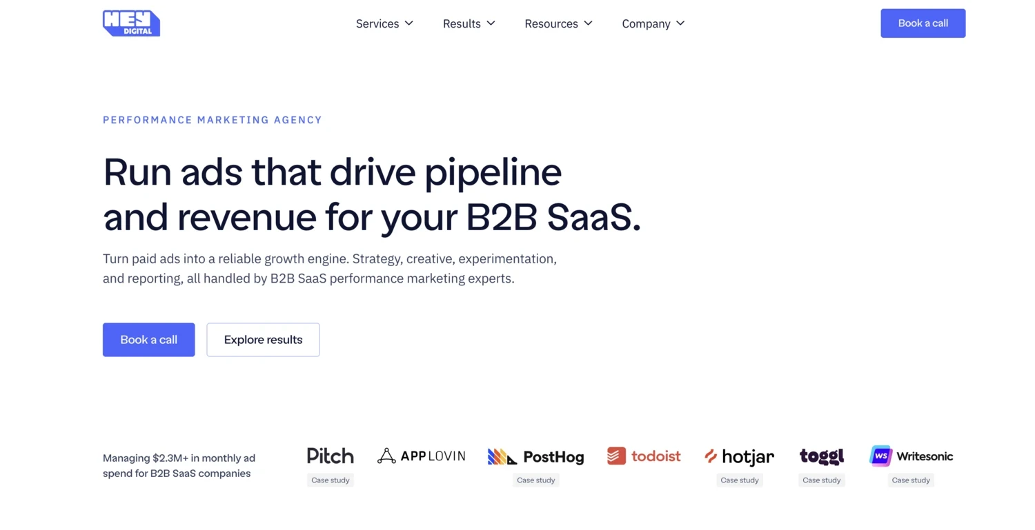 Hey Digital is a leading B2B SaaS performance marketing agency