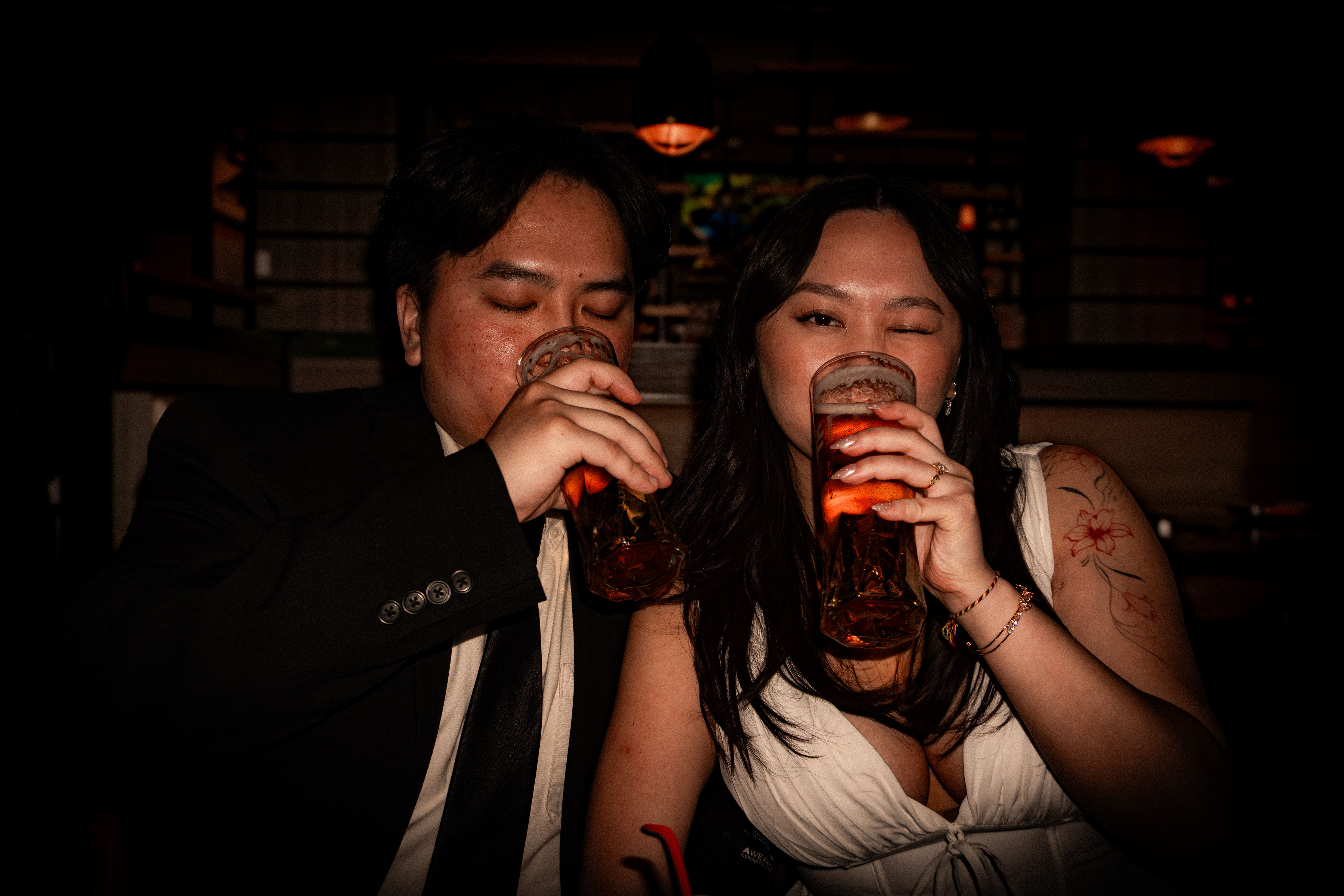 Couple Kissing Under Vail