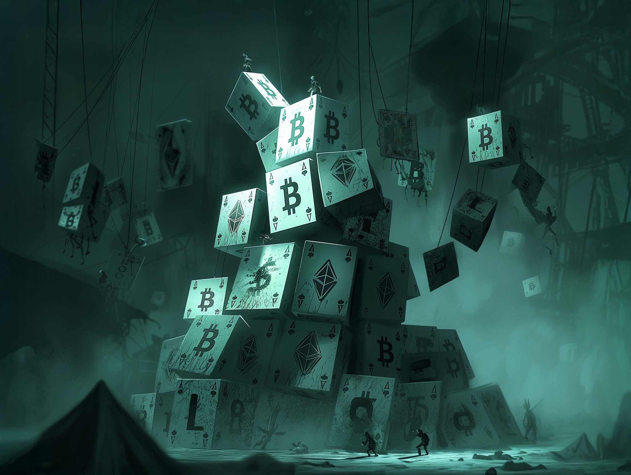 Futuristic AI created Pyramid of various crypto currencies