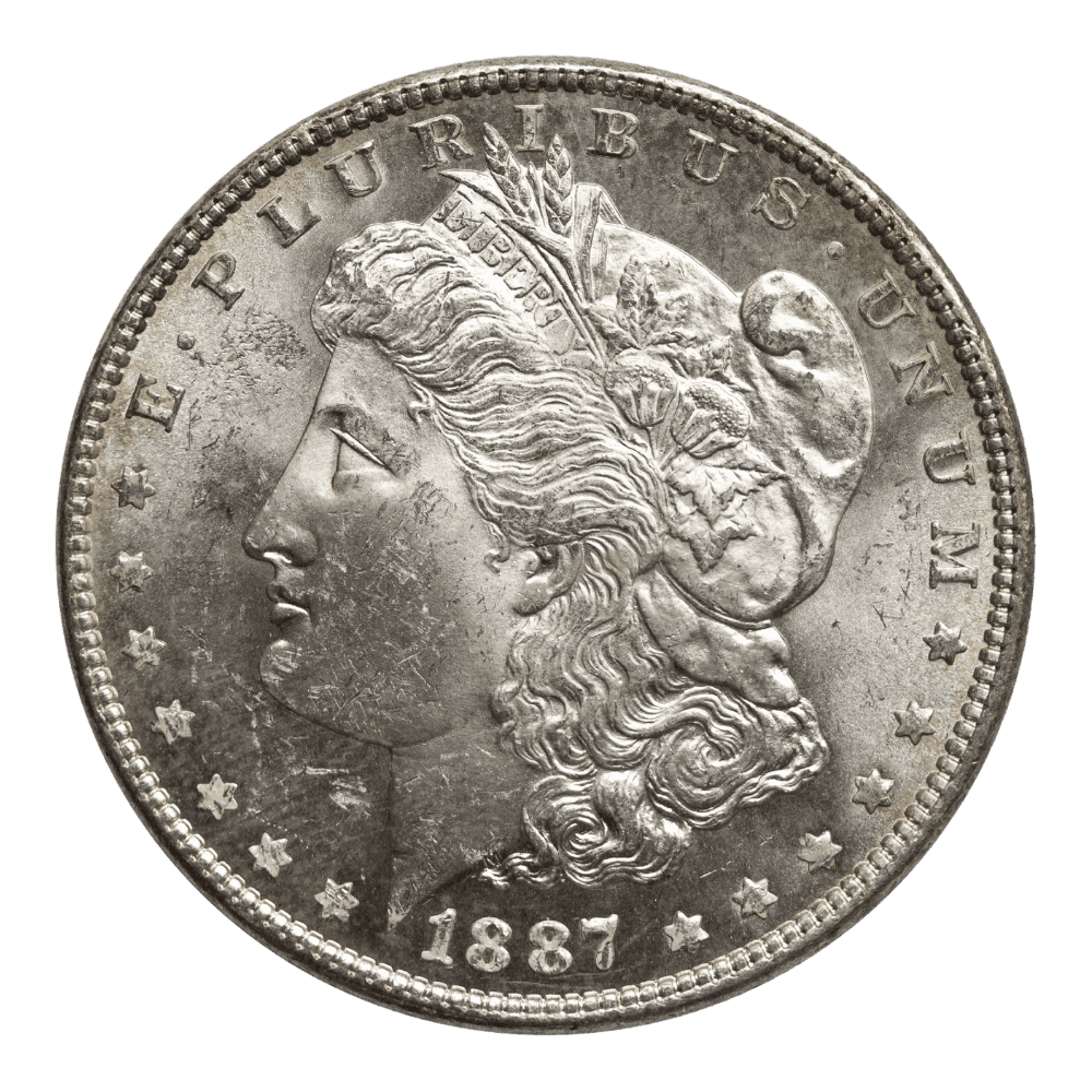 1887 Morgan Silver Dollar representing our wholesale numismatic and rare coin inventory.