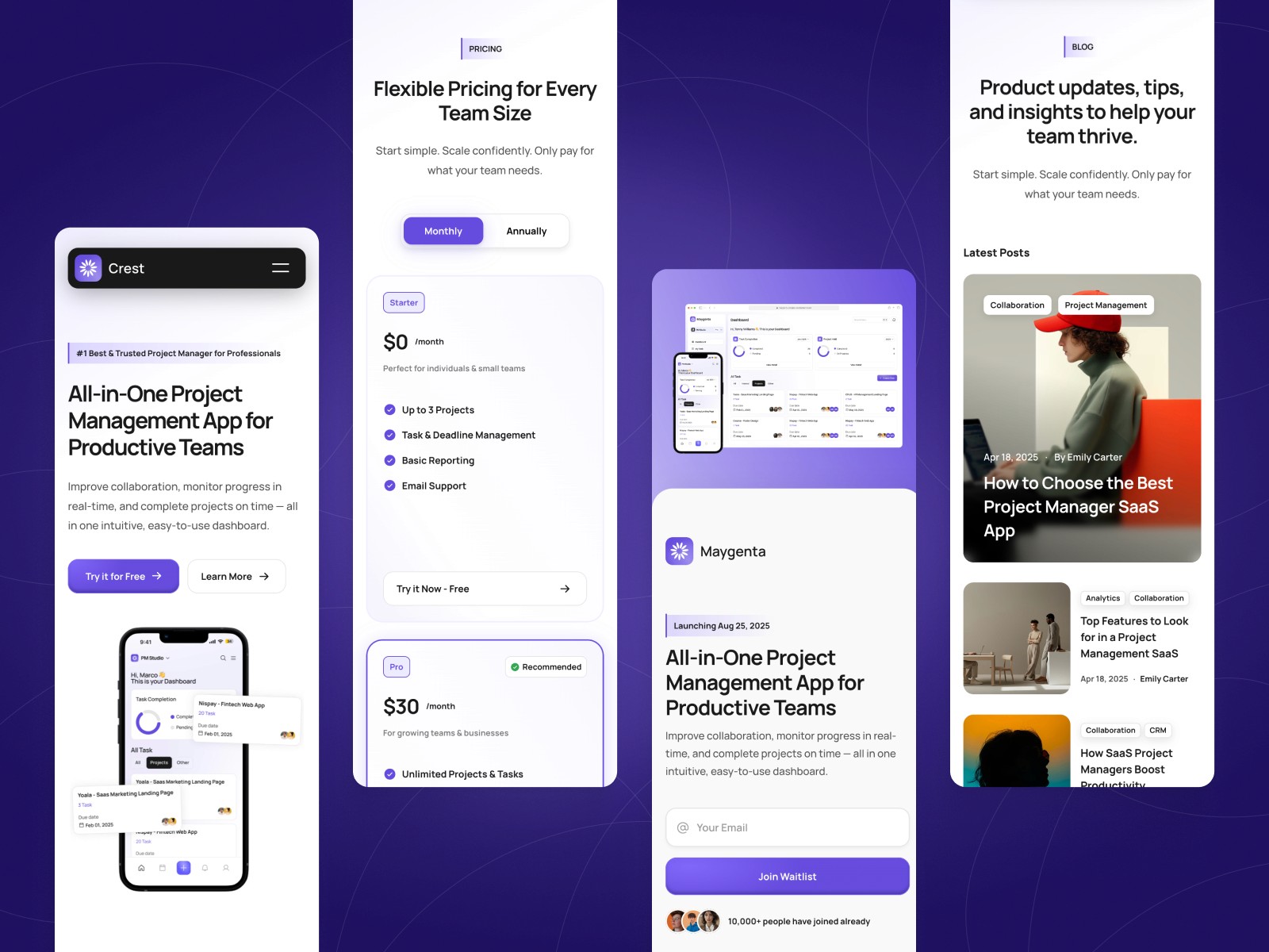 Crest — 极简现代 SaaS 产品官网设计灵感