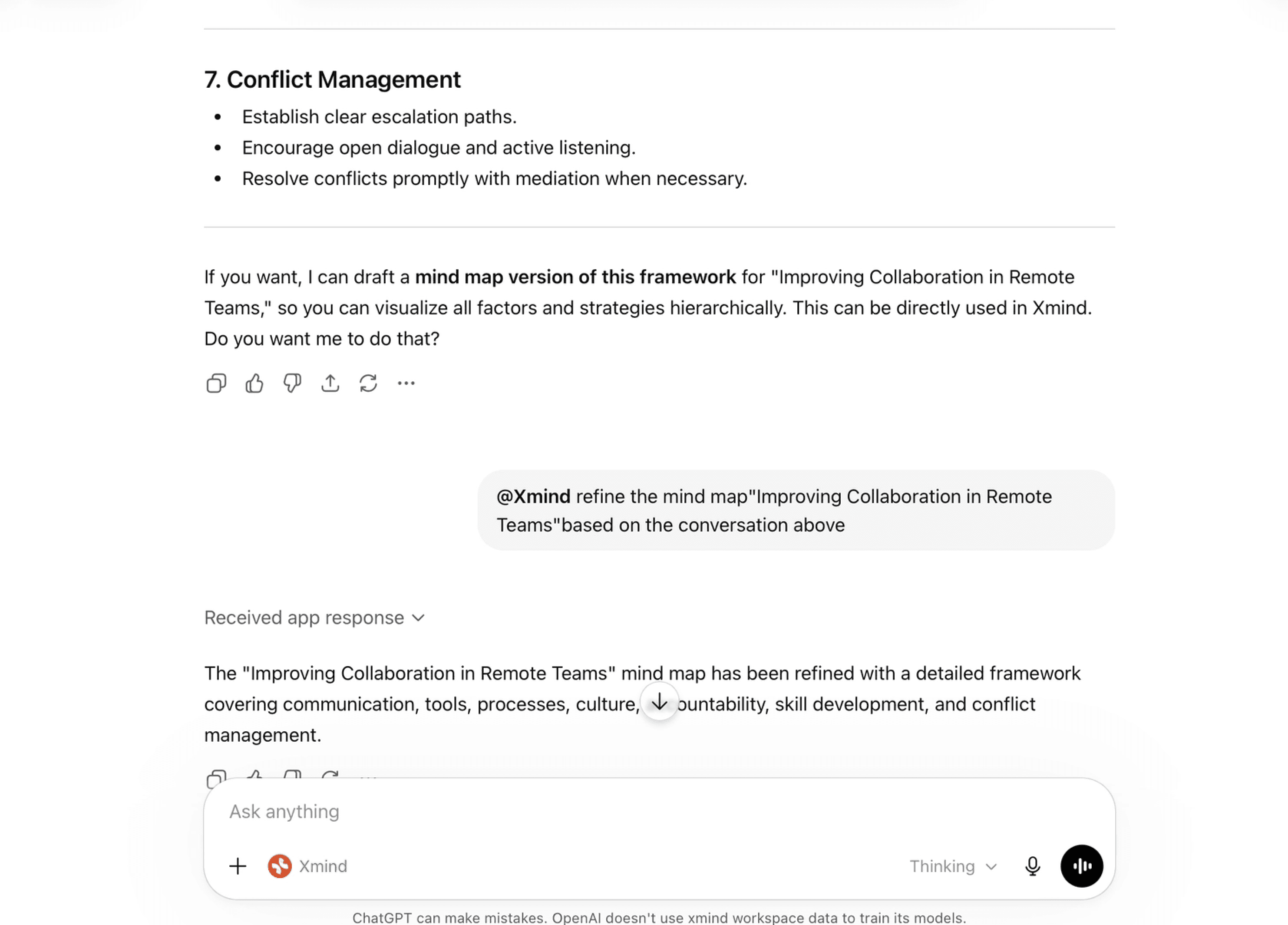 Edit and refine existing mind maps with Xmind MCP inside ChatGPT