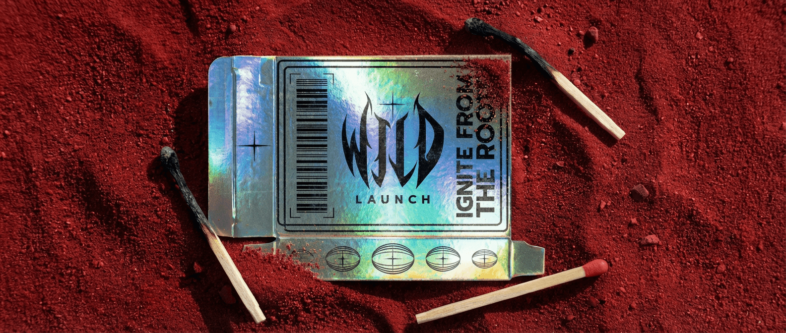 Branded holographic match box surrounded by pastel slime