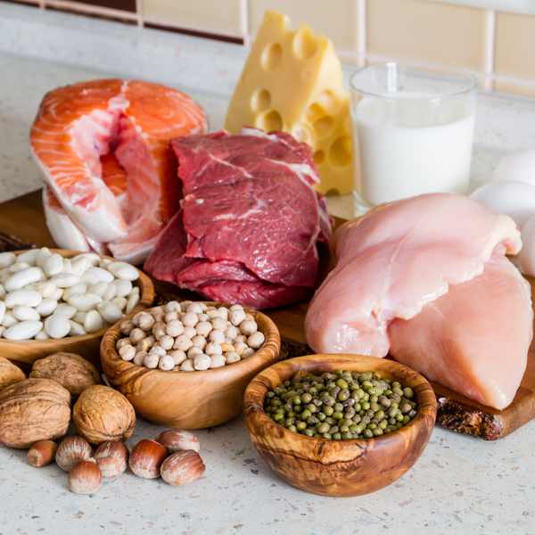 A collection of food items that are a source of protein.