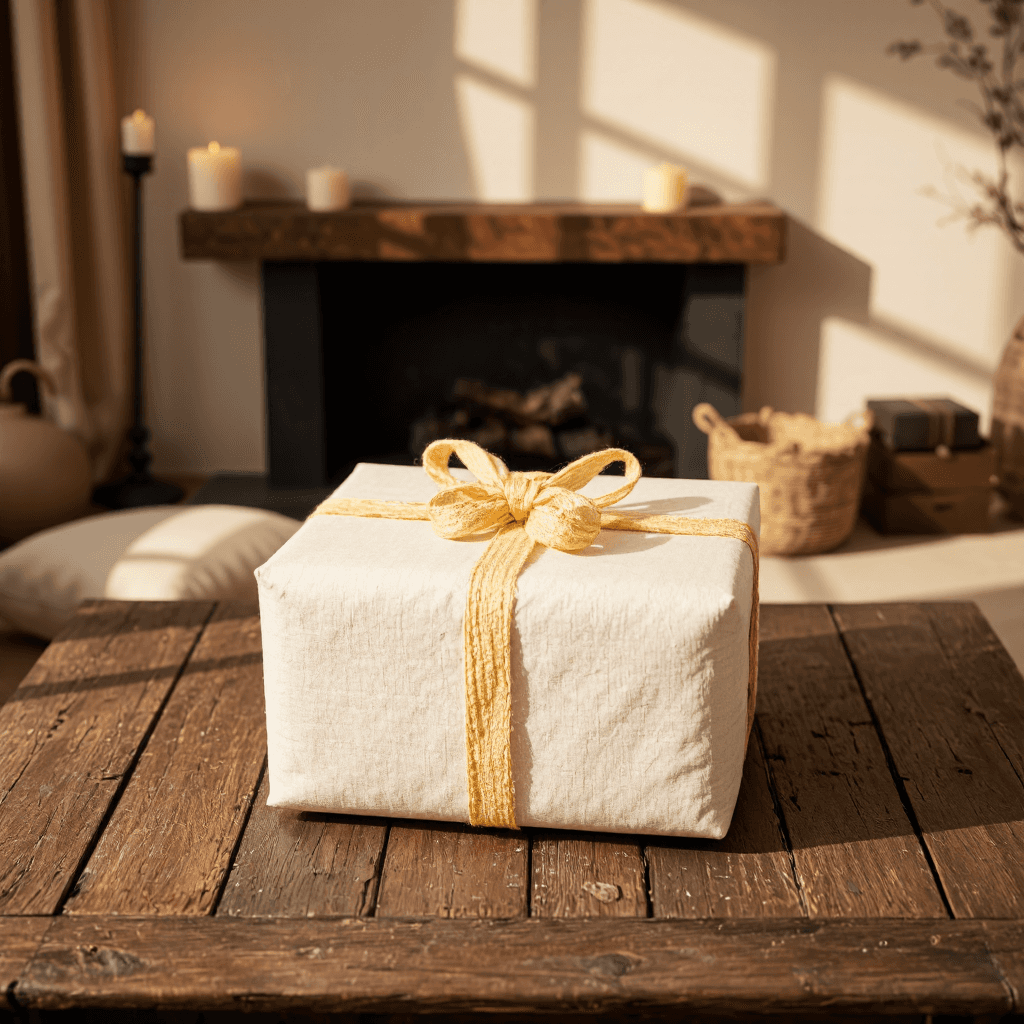 product photography of wrapped gift box