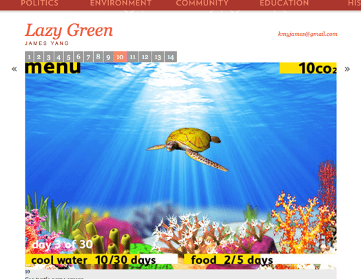 webpage of 2010 SVA MFAD Unleashed project Lazy Green