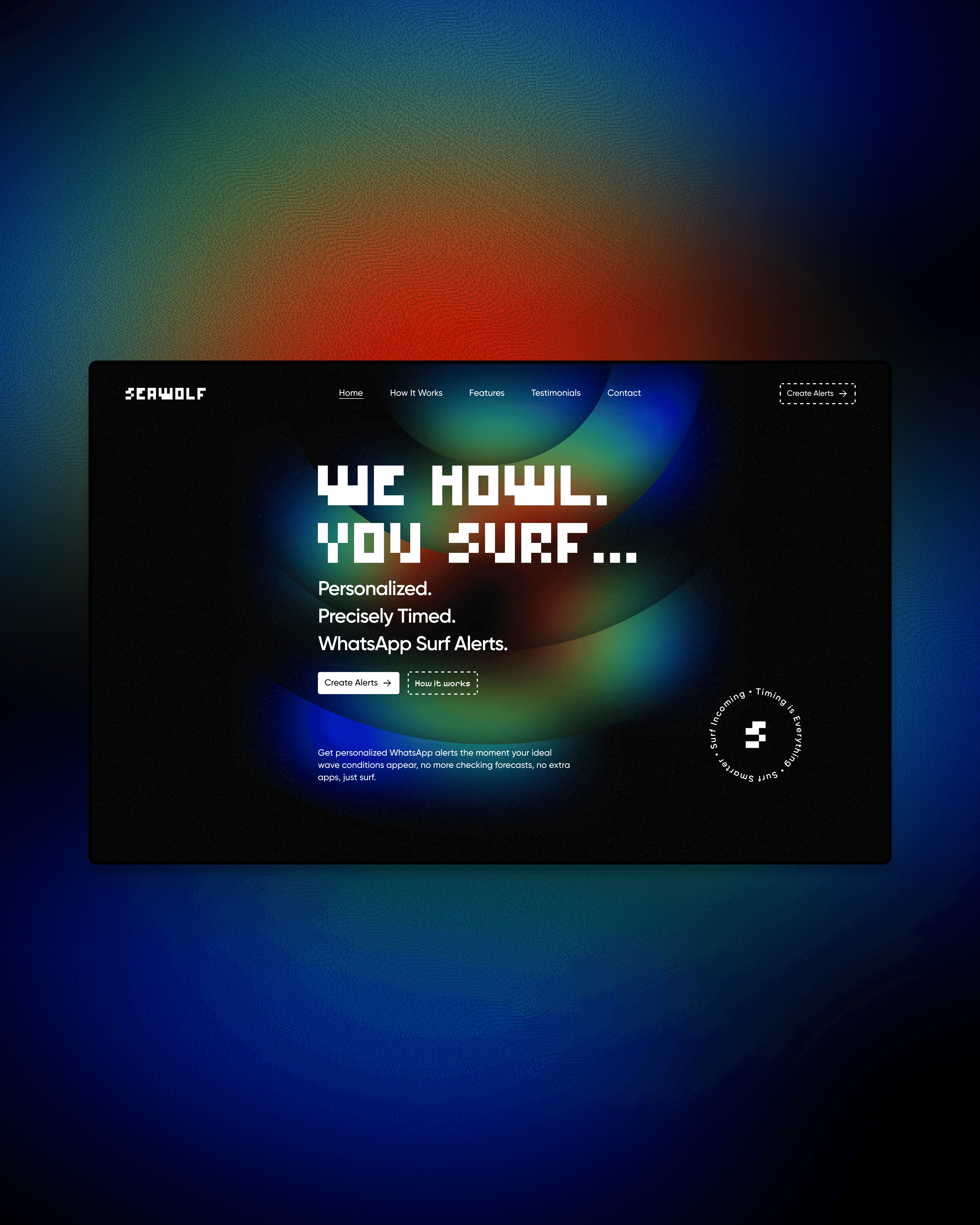 seawolf.surf marketing website hero section design