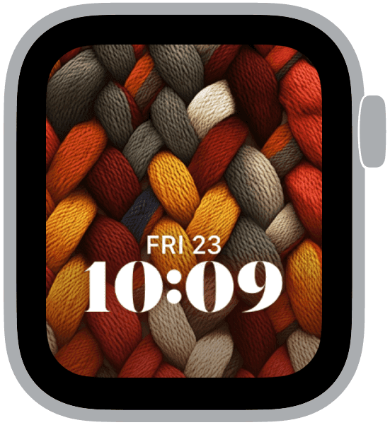 an apple watch face from the autumn knits collection