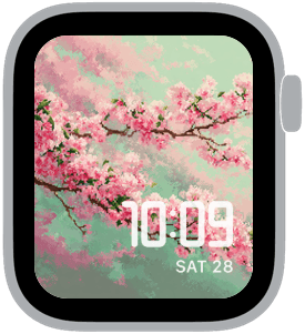 pixel bloom Apple Watch face preview 3 featuring floral, gradient, modern, and spring.