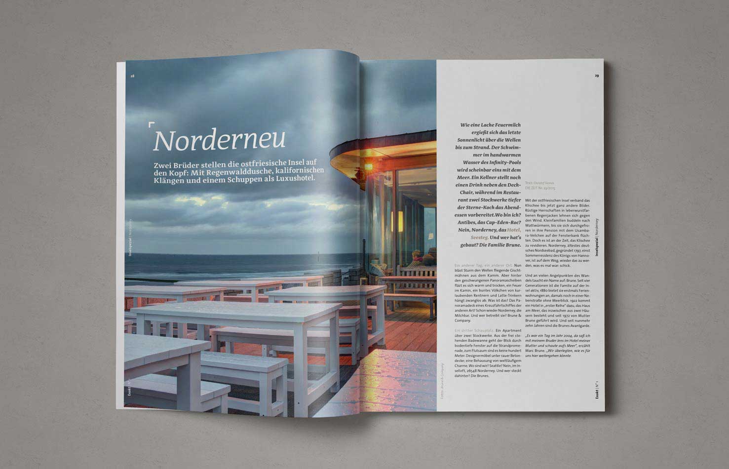 Doppelseite im Exakt Magazin – journalistische Inhalte modern aufbereitet