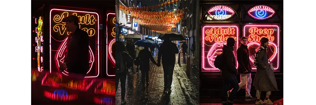 Photograph of Old Compton Street neon signs
