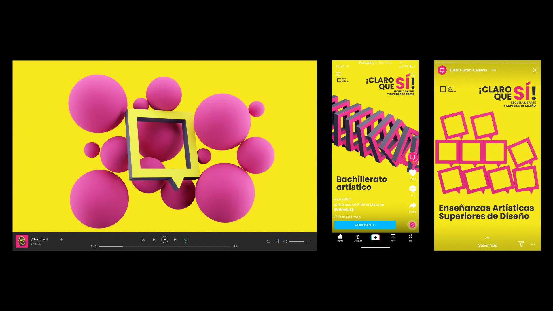 Visuals of the videos created with mockups on different applied platforms.