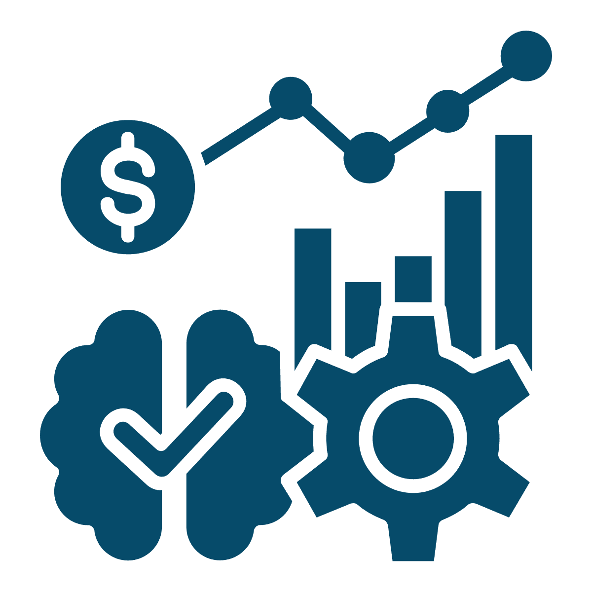 gear and money icon for financial modeling for data analytics in healthcare