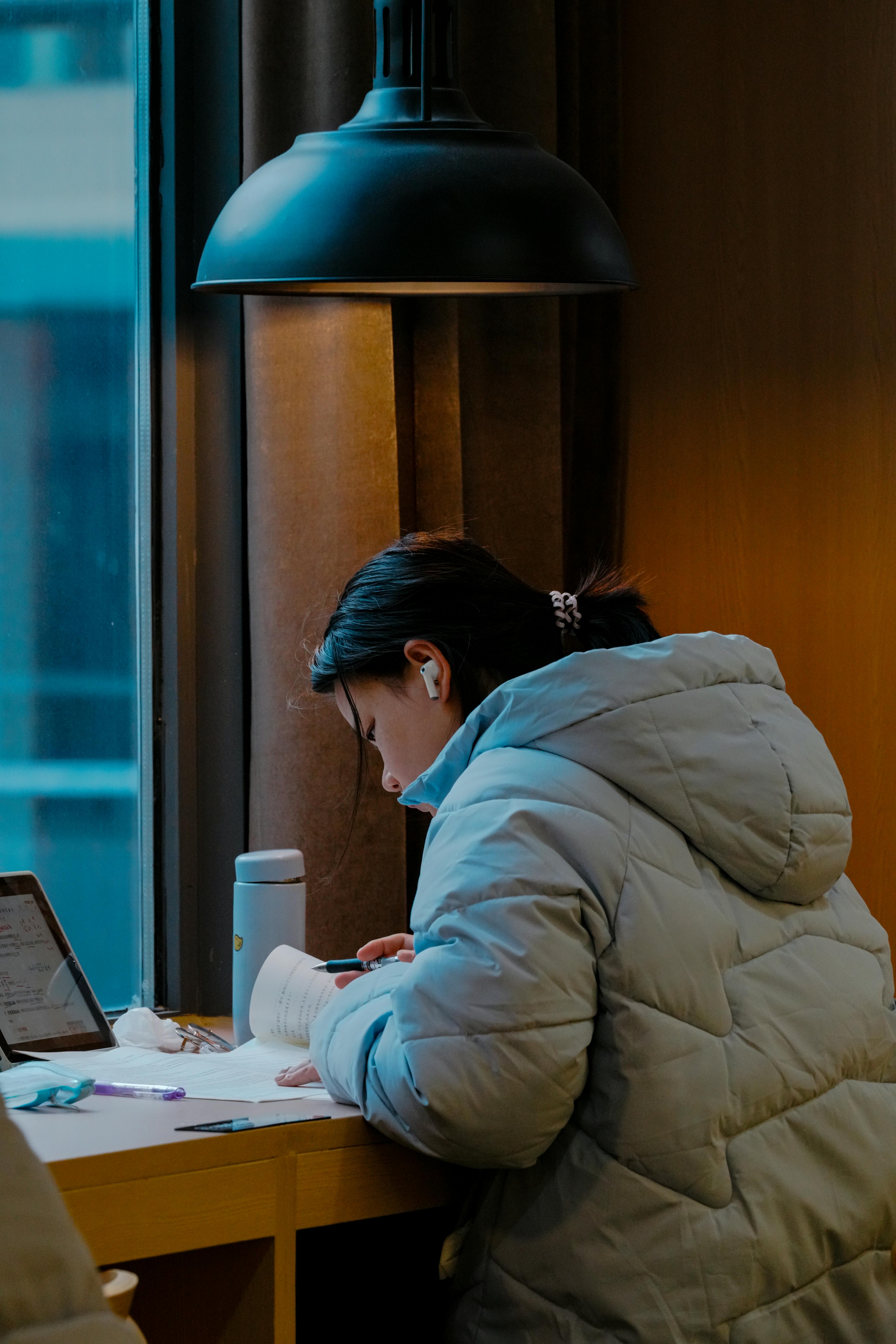 a student studying