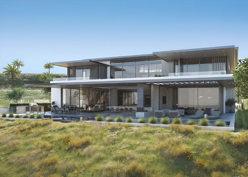 Illustration of a modern home, "Wadeem" by Modon, featuring clean lines and a stylish, contemporary aesthetic.