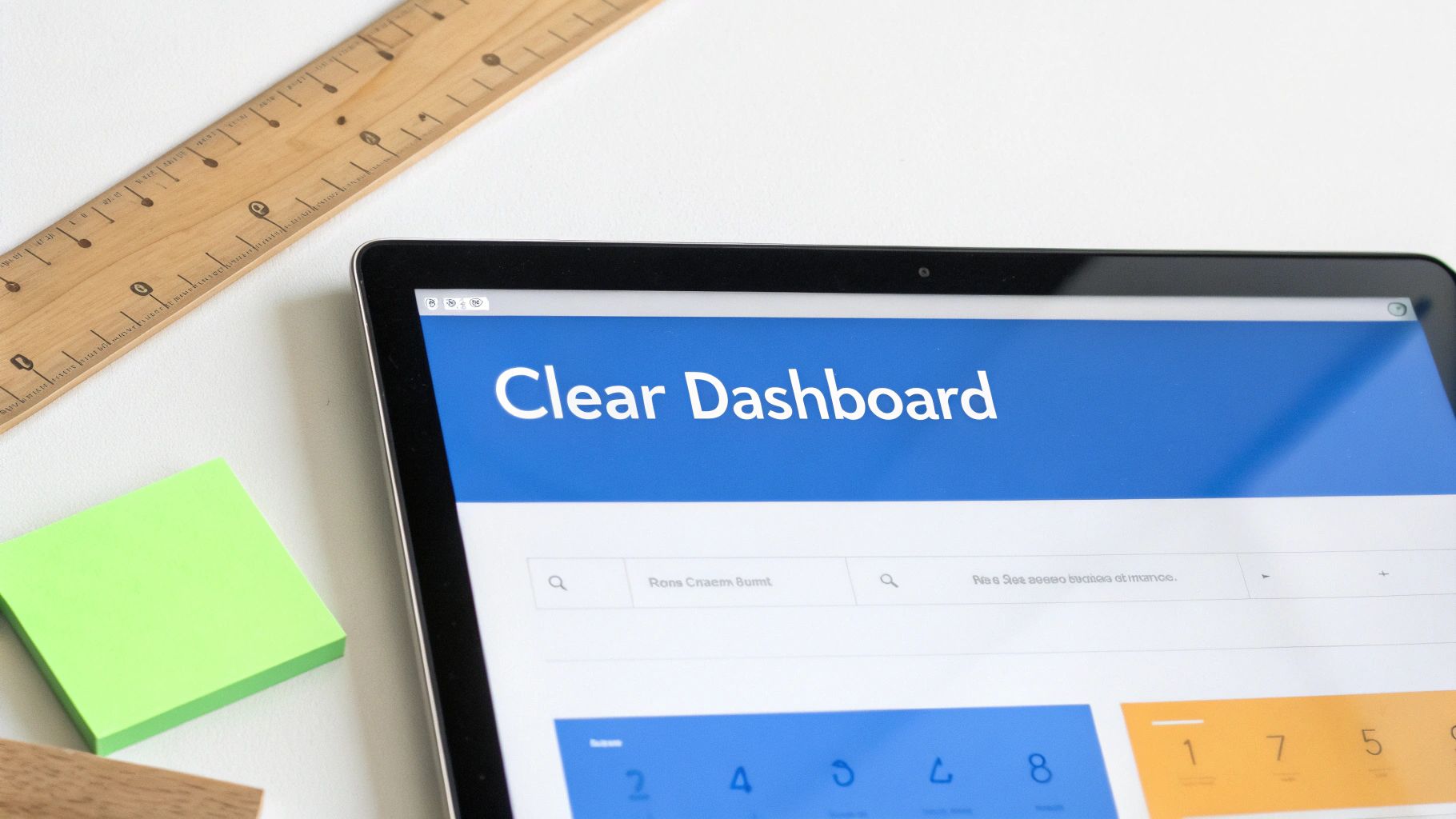 A well-designed dashboard showing various charts and metrics on a screen.