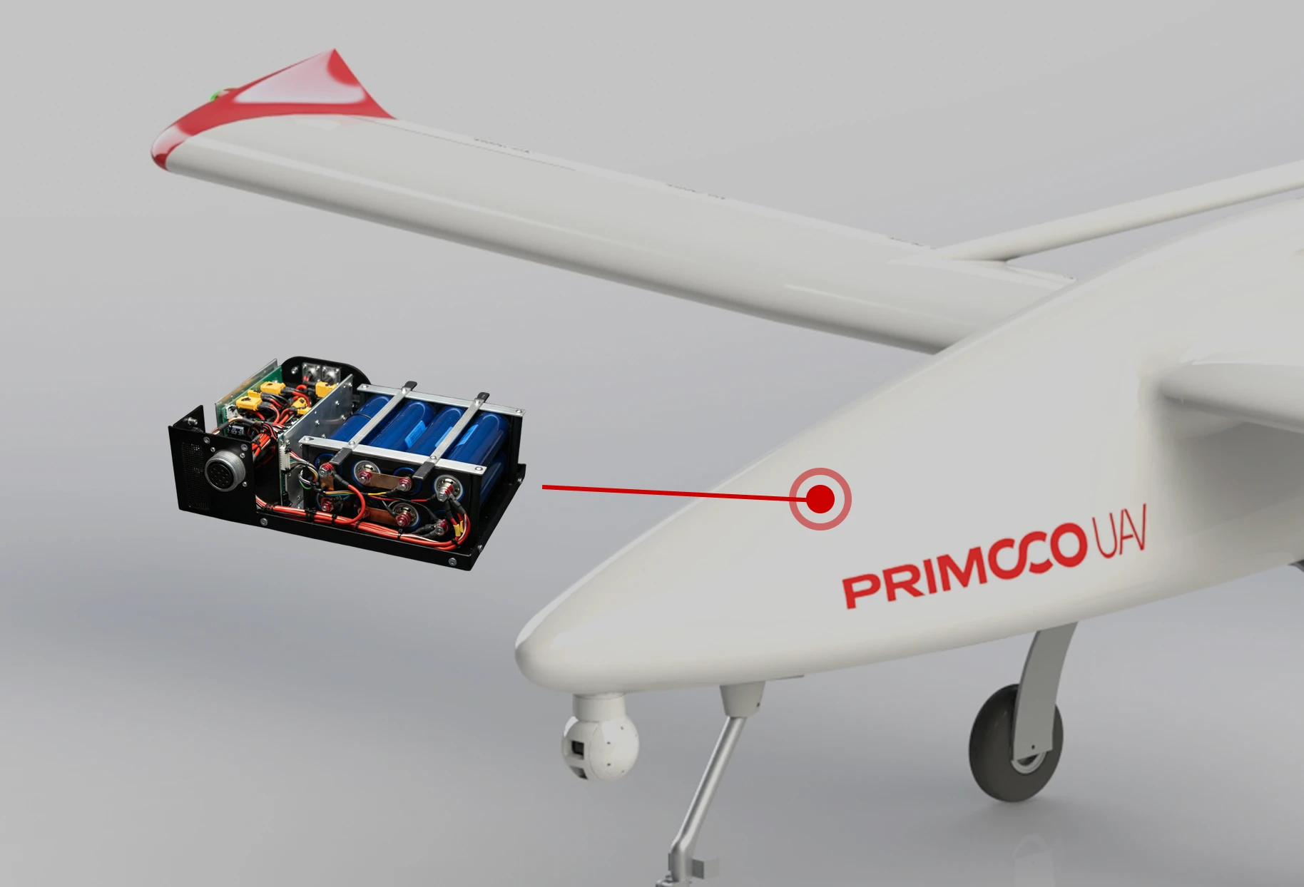 zdrojový systém v letadla UAV zobrazen.