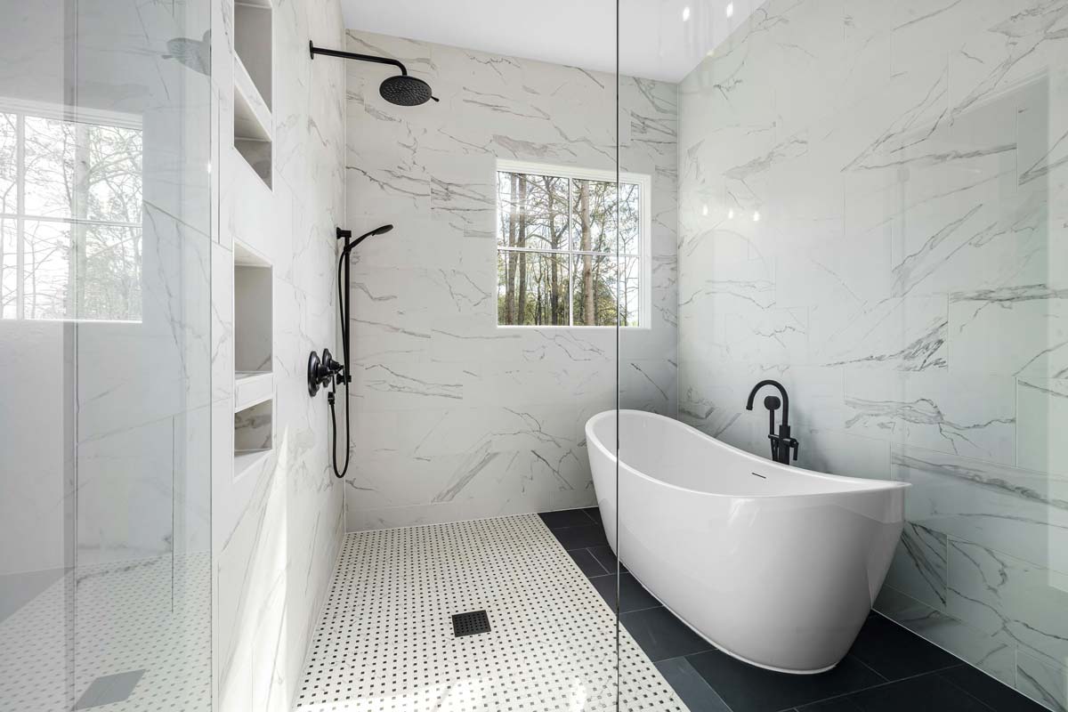Modern bathroom renovation with walk-in shower, Cyprus