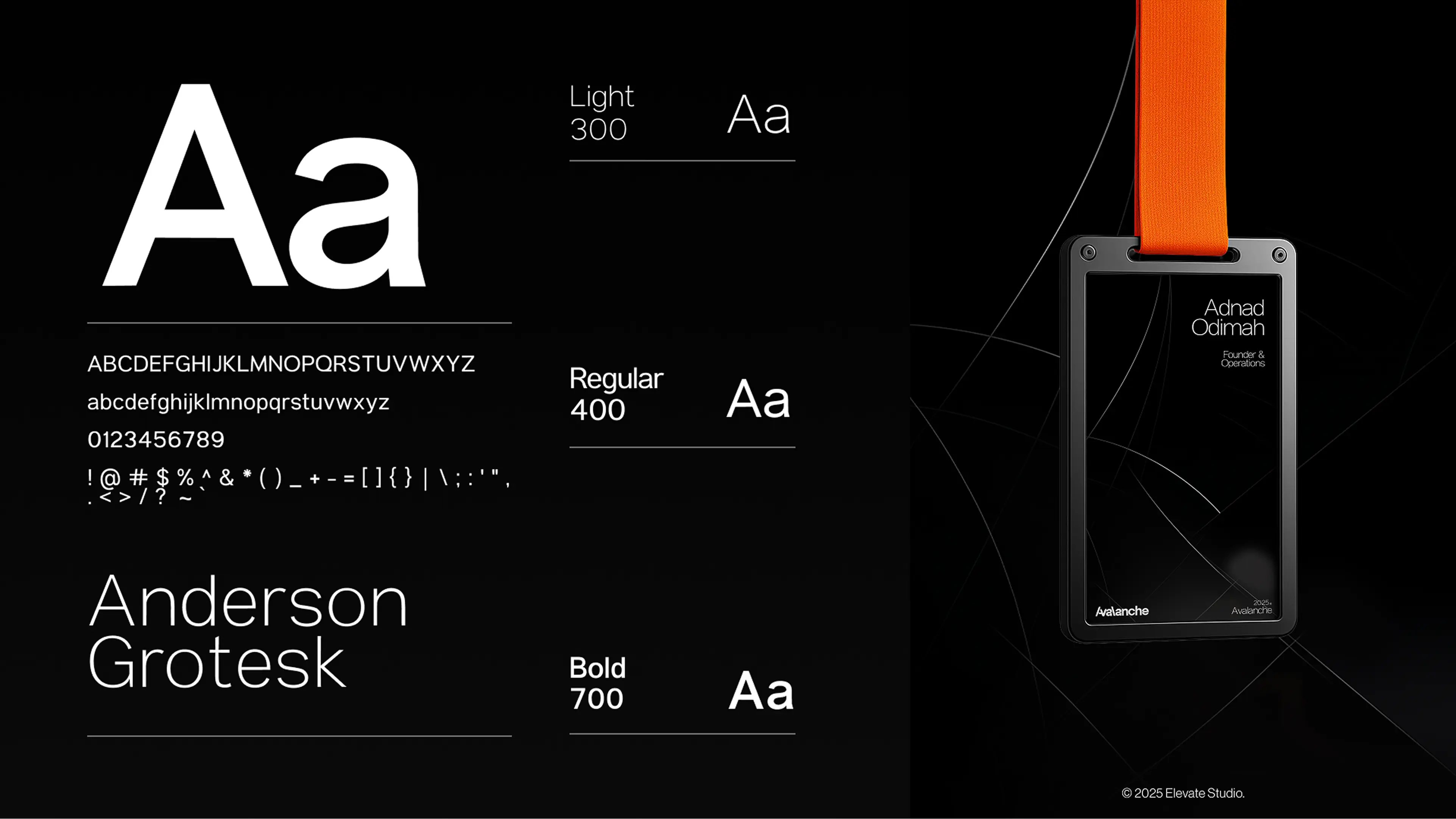 Avalanche Tech brand color palette and typography system