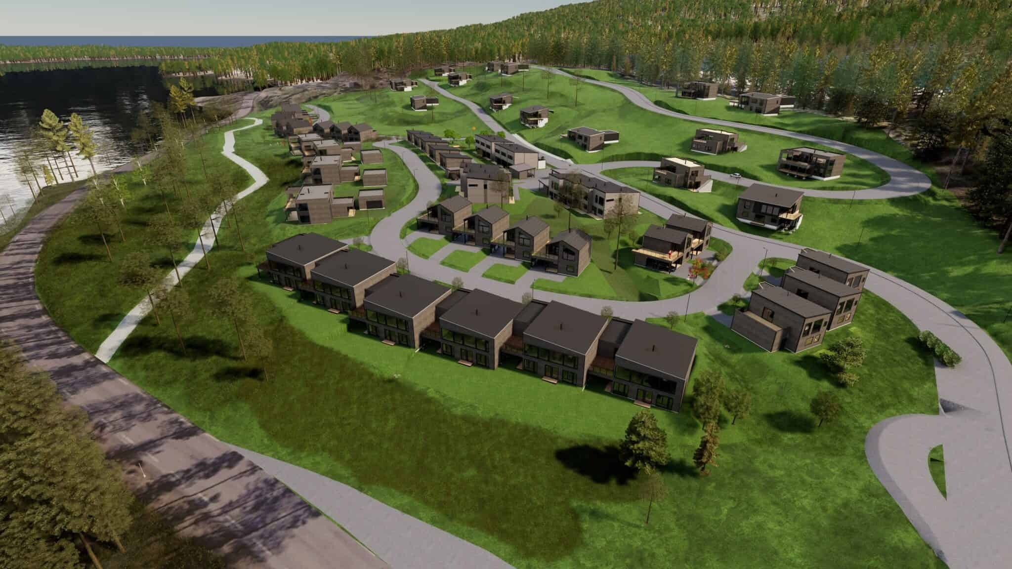 Boligprosjekt på Harestustranda med moderne boliger ved Harestuvannet