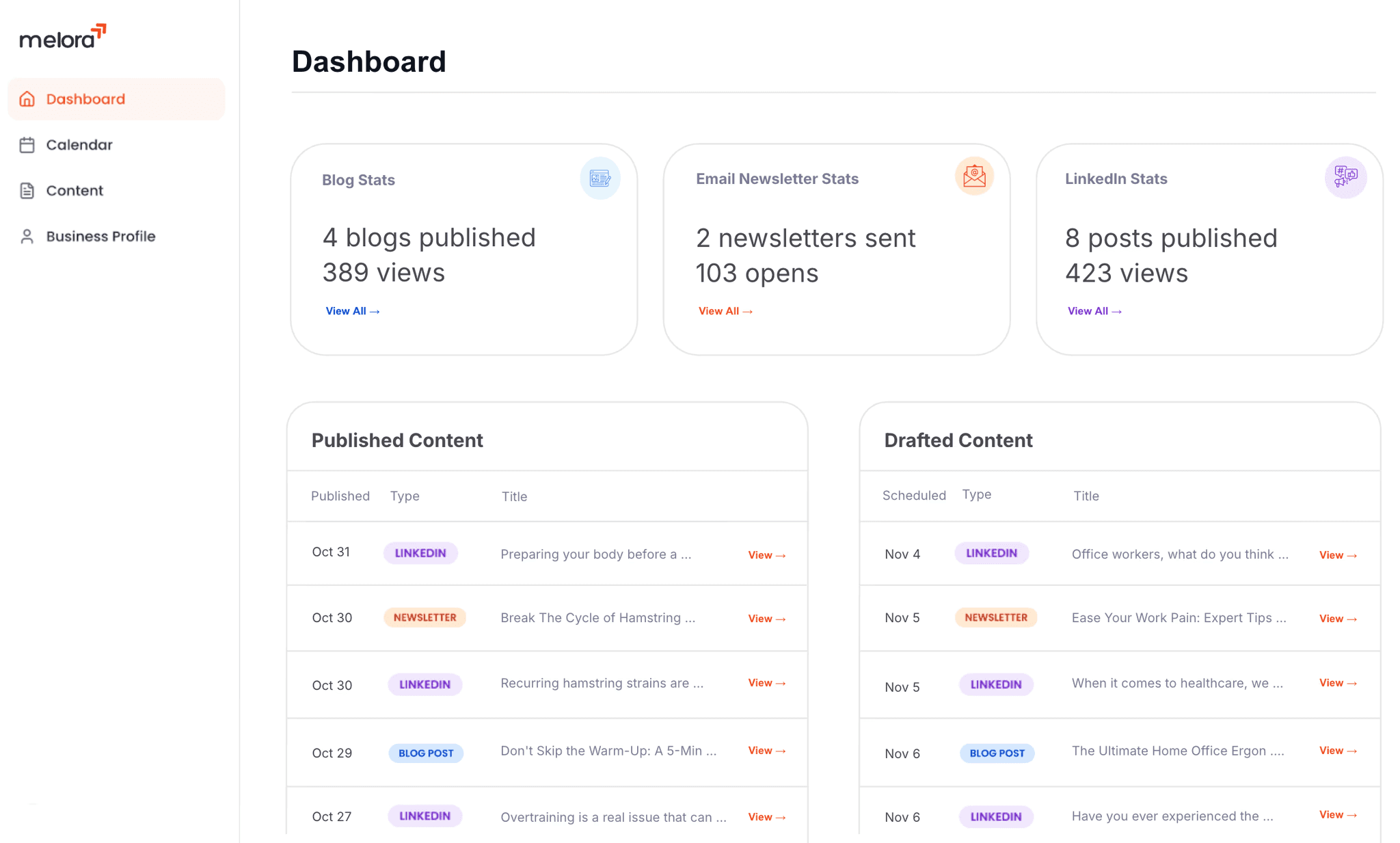 An image of Dreelio's dashboard