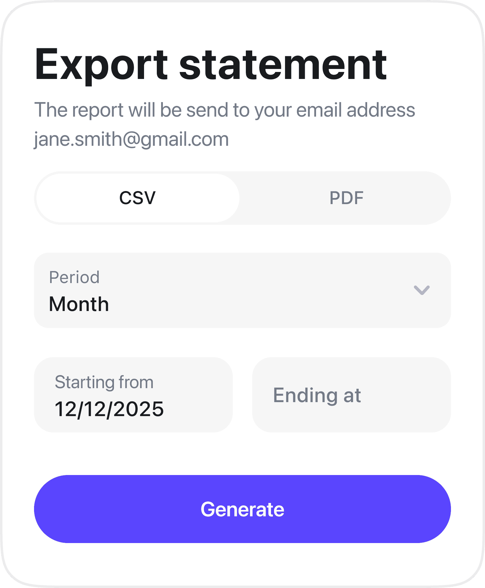 August Export Statement