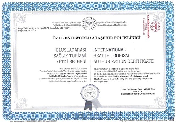 Özel Esteworld Ataşehir Polikiliniği Belgesi