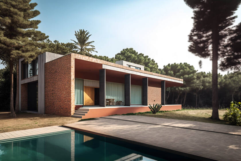 modern luxury house with swimming pool and minimalist architecture