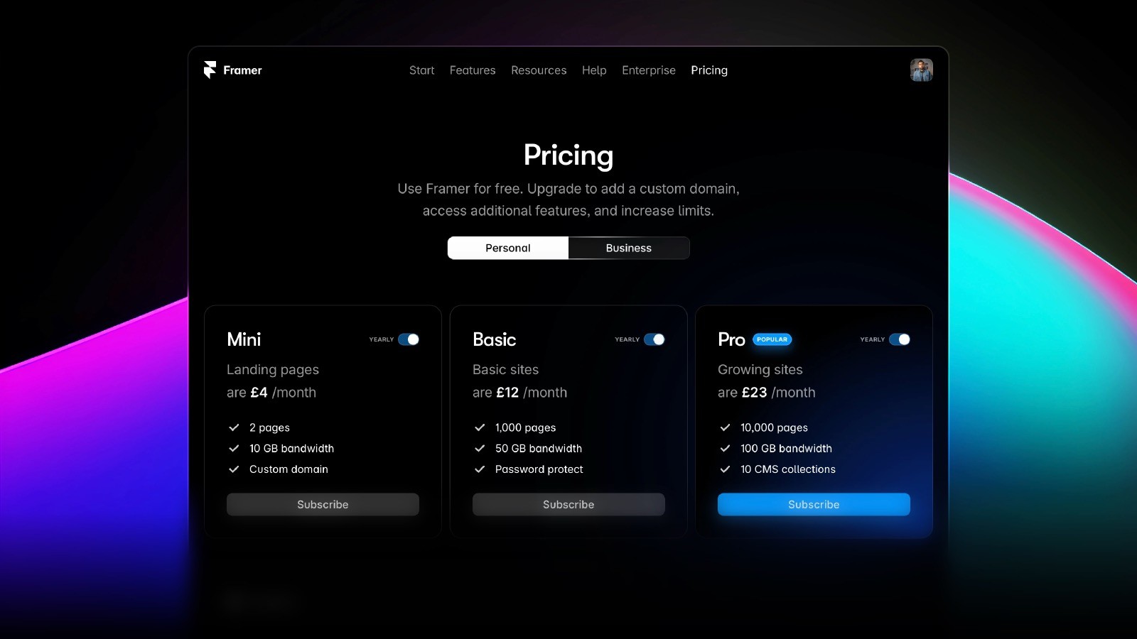 Framer Pricing Thumbnail