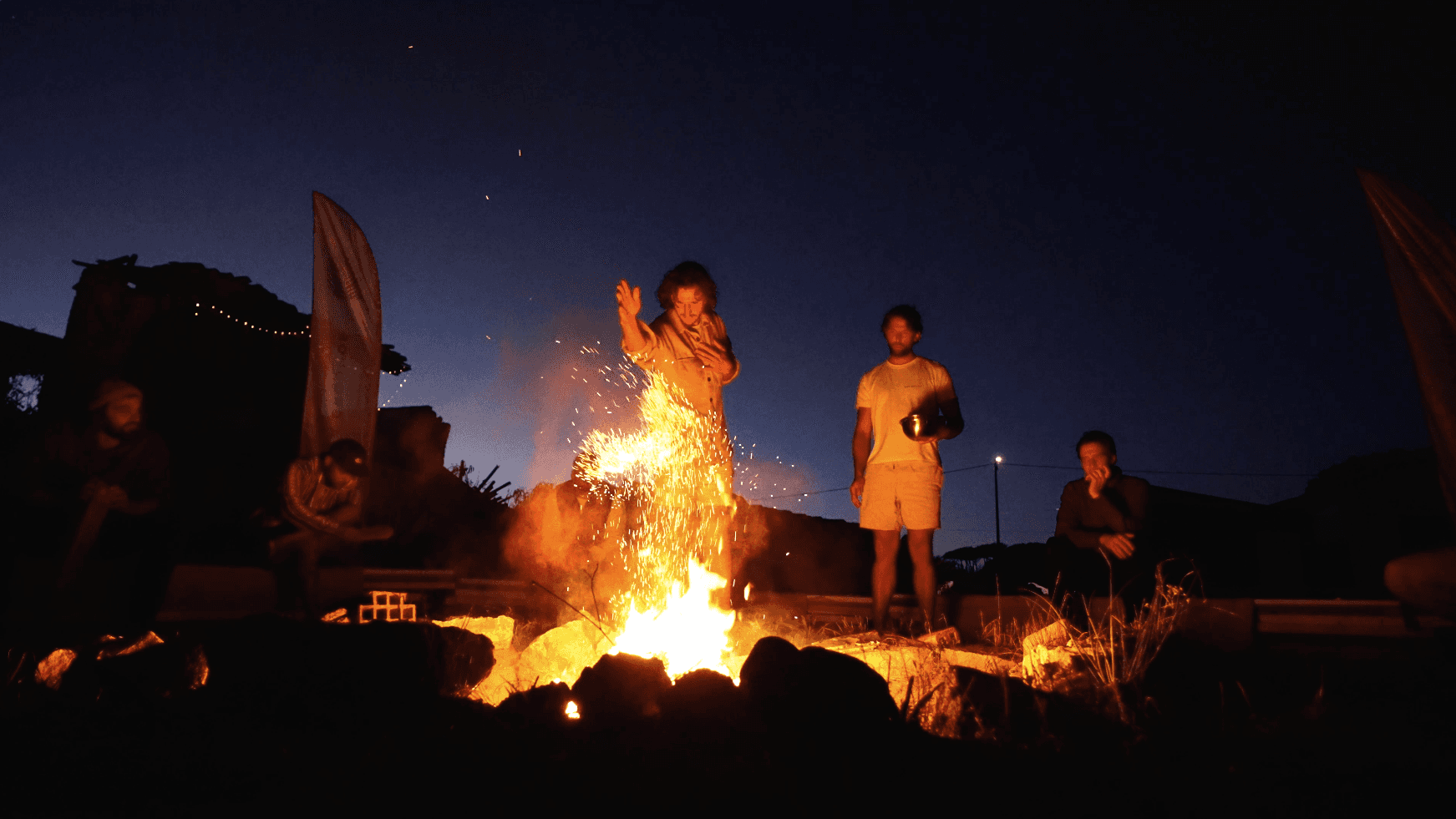Men having fire ceremony