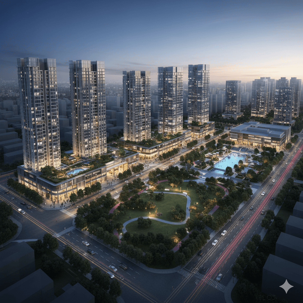 integrated environment of M3M International City Manesar, highlighting the live-work-play concept
