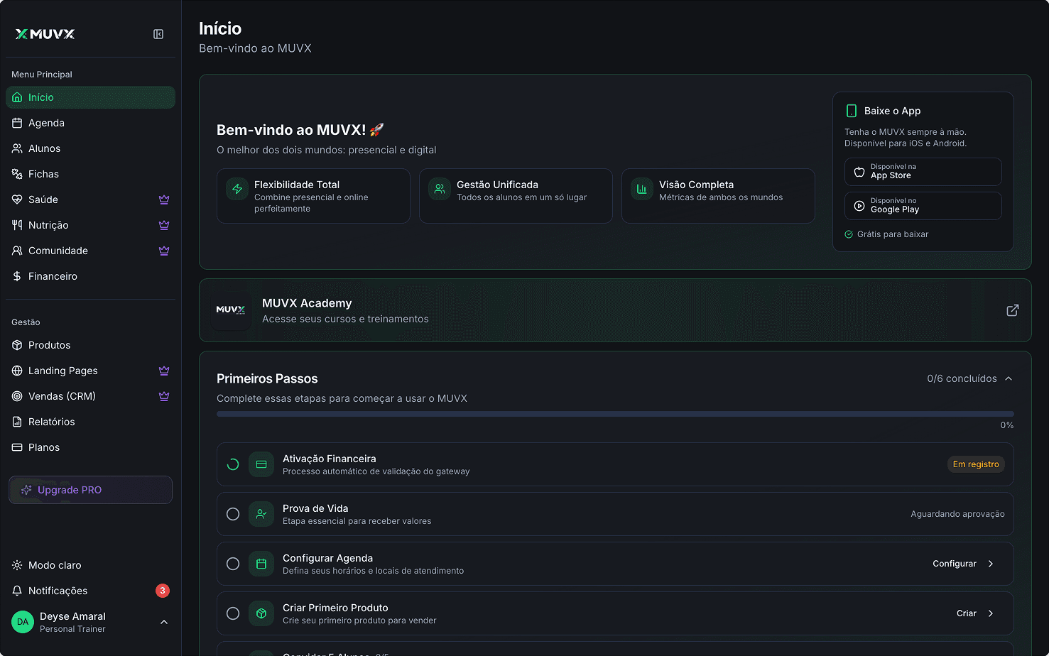 Clario dashboard showing balance, daily spending limit, savings plans, and real-time expense tracking in a modern interface.