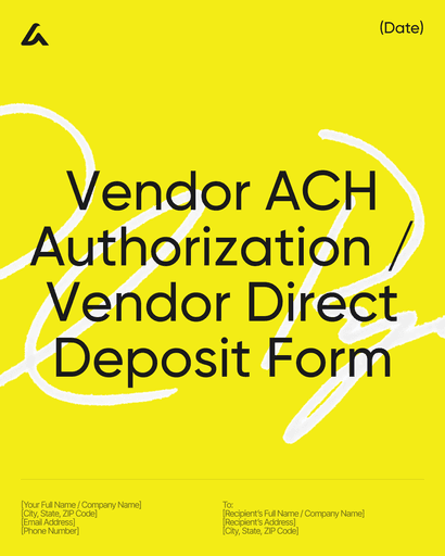Vendor ACH Authorization / Vendor Direct Deposit Form