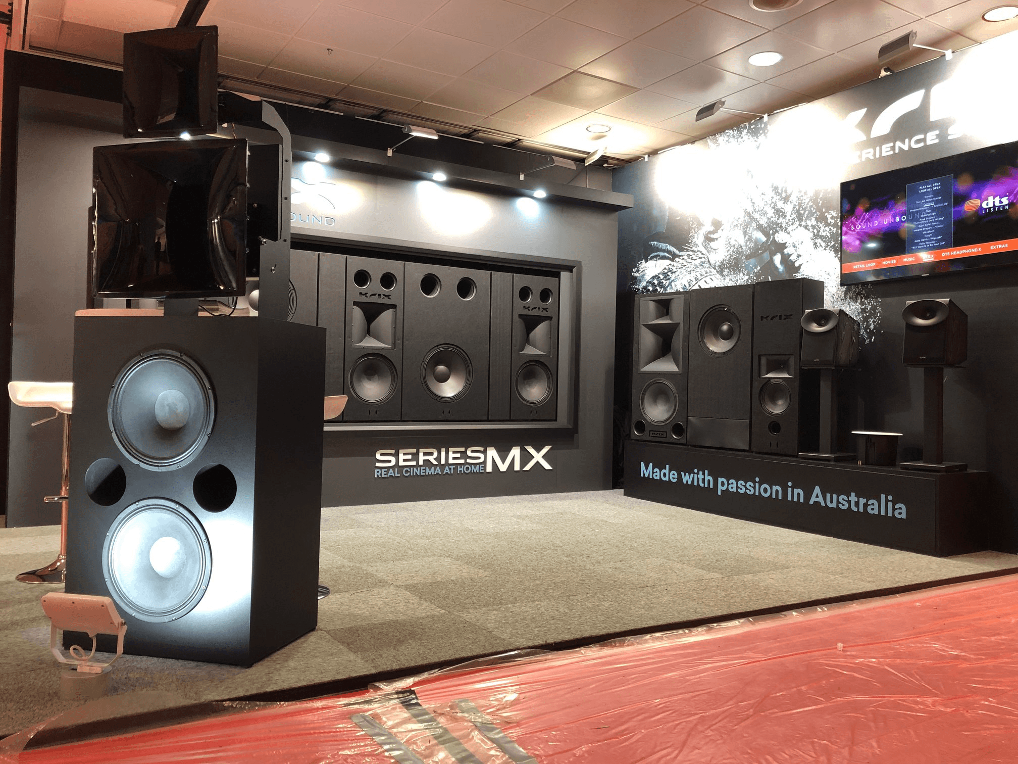 Home theater speakers display with Krix Series MX.