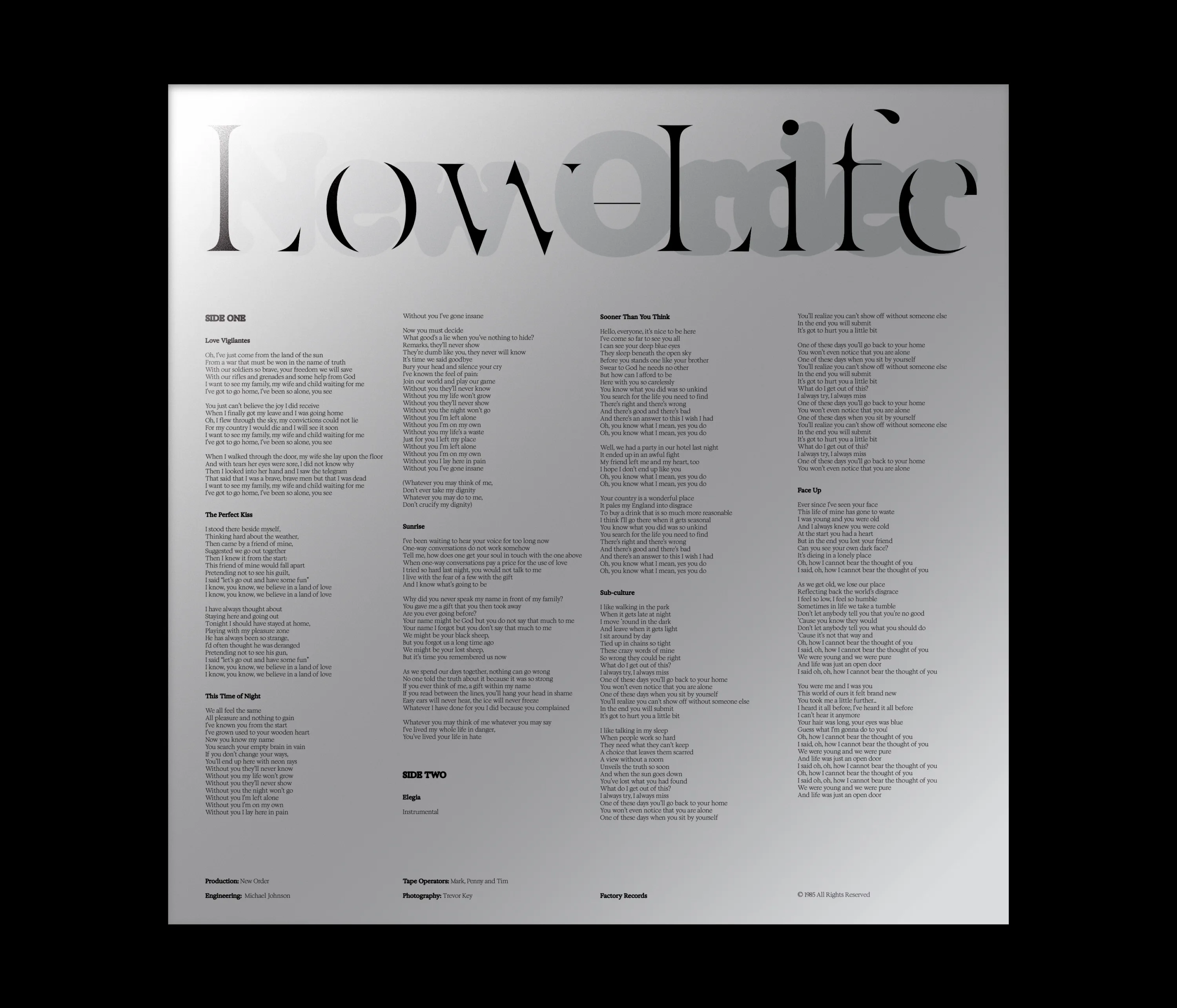 Low–life, Sleeve Exploration