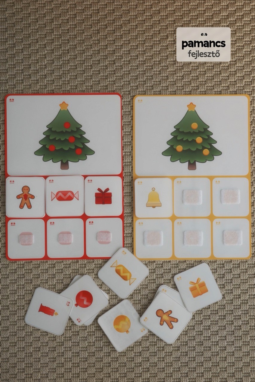 Nyomtatható adventi fejlesztő játék színtanuláshoz