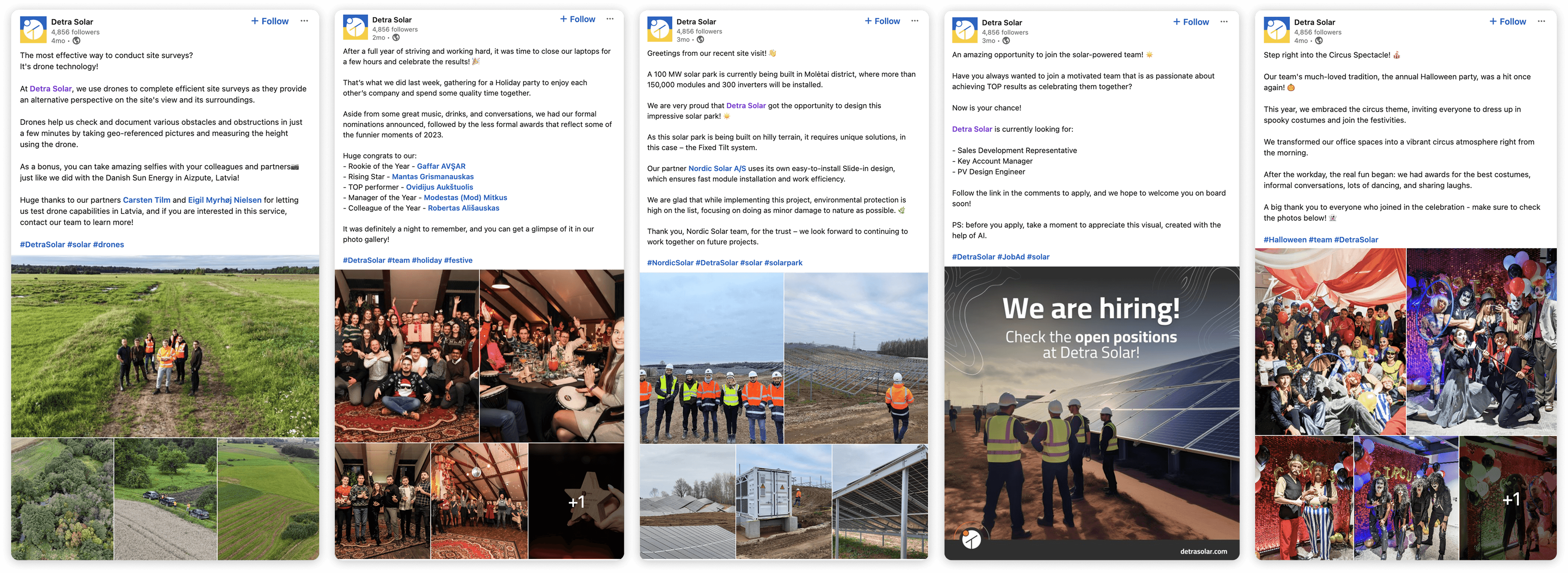 Detra Solar LinkedIn posts